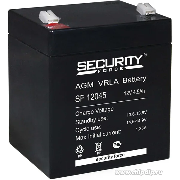 Аккумулятор Security Force 4.5 Ач, 90x70x107