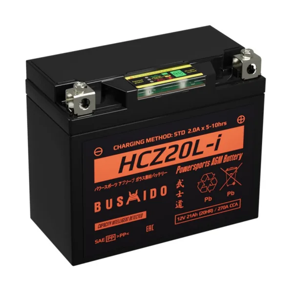 Аккумулятор BUSHIDO 21 Ач 270 А, обратная полярность, YTX20L