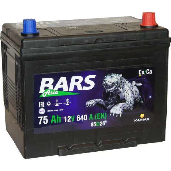 Аккумулятор BARS 75 Ач 640 А (EN), обратная полярность, D26
