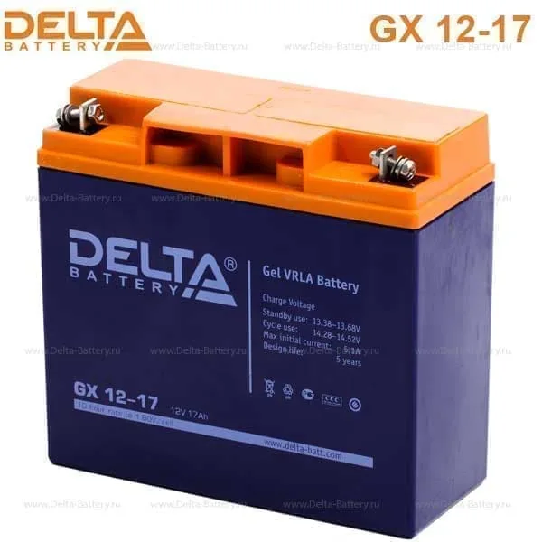Аккумулятор Delta GX 17 Ач 225 А (EN), обратная полярность, 182x77x166
